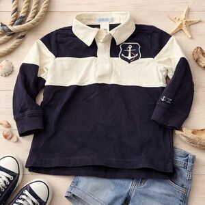 Janie and Jack Navy and Cream Polo Shirt